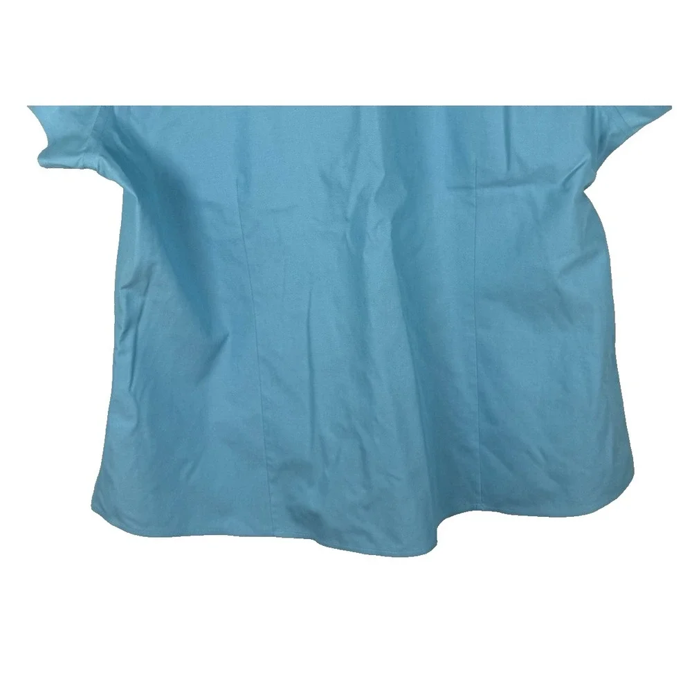 Coldwater Creek Shirt Top Women Petite L Collared Button Up Blue‎ Short Sleeve